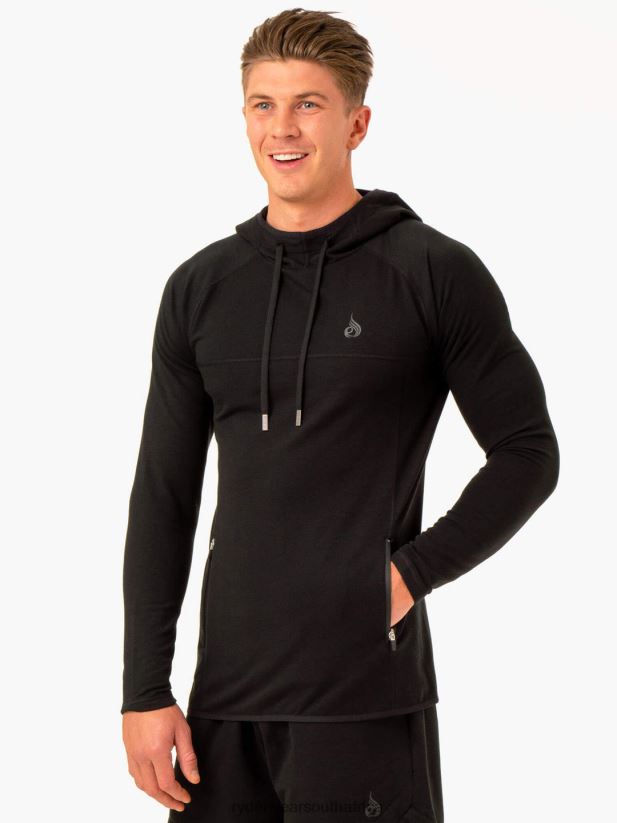 Men Ryderwear Optimal Pullover Hoodie 2RT8VD1383 Black Clothing