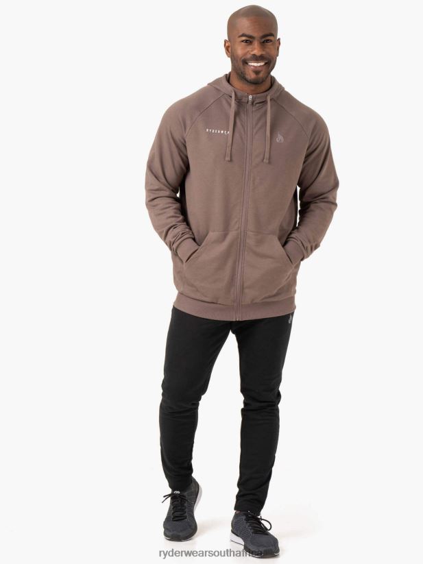 Men Ryderwear Pursuit Zip Up Hoodie 2RT8VD1372 Taupe Clothing