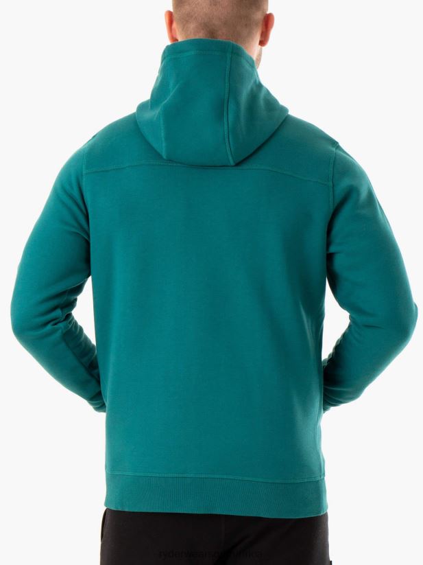 Men Ryderwear Recharge Zip Up Hoodie 2RT8VD1378 Teal Clothing