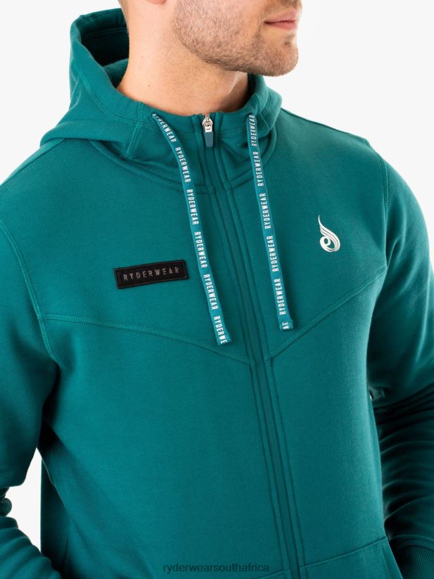 Men Ryderwear Recharge Zip Up Hoodie 2RT8VD1378 Teal Clothing