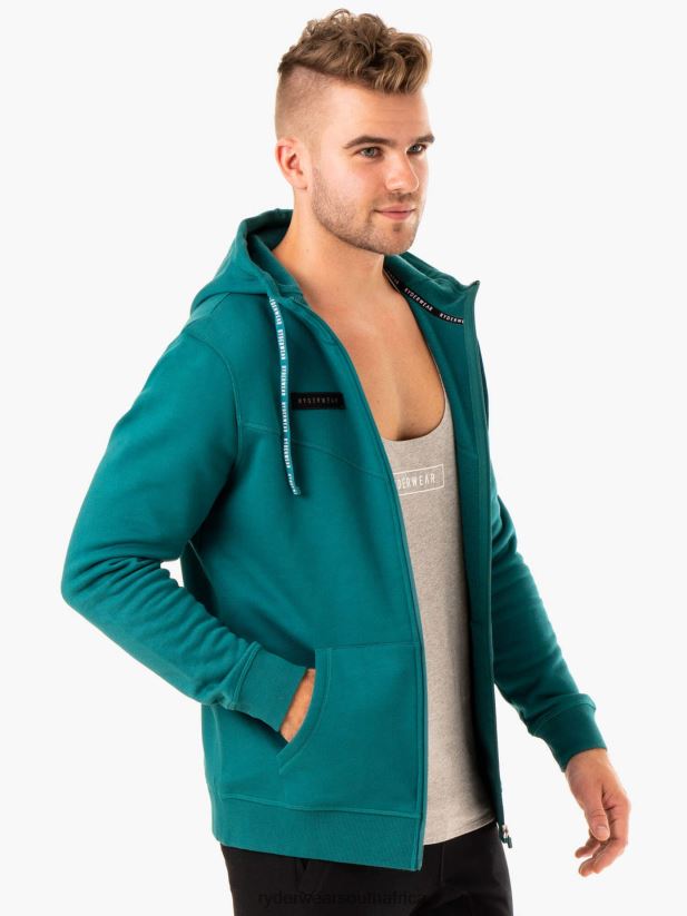 Men Ryderwear Recharge Zip Up Hoodie 2RT8VD1378 Teal Clothing