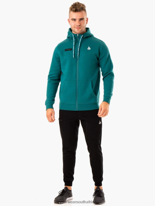 Men Ryderwear Recharge Zip Up Hoodie 2RT8VD1378 Teal Clothing