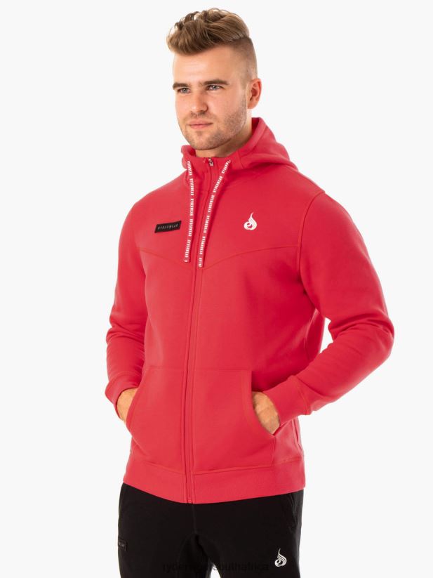 Men Ryderwear Recharge Zip Up Hoodie 2RT8VD1380 Red Clothing