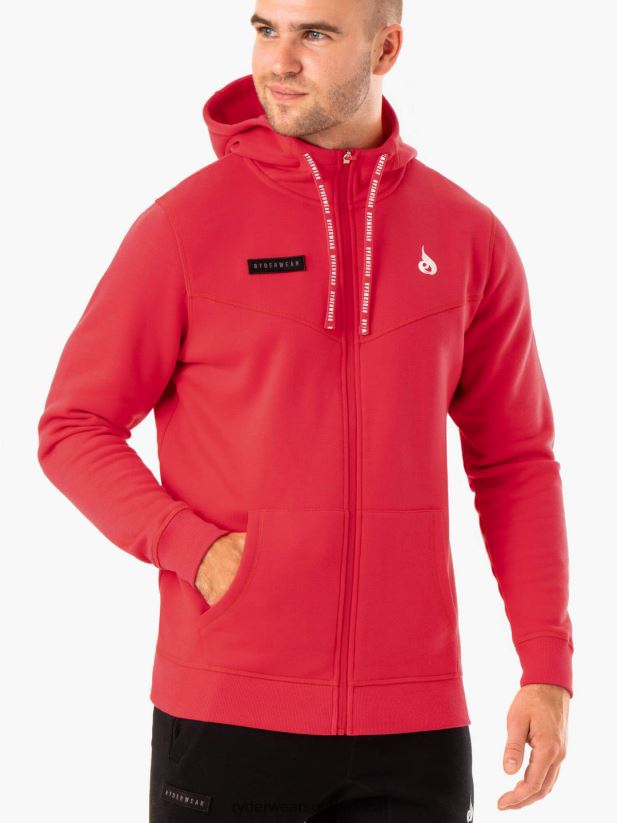 Men Ryderwear Recharge Zip Up Hoodie 2RT8VD1380 Red Clothing