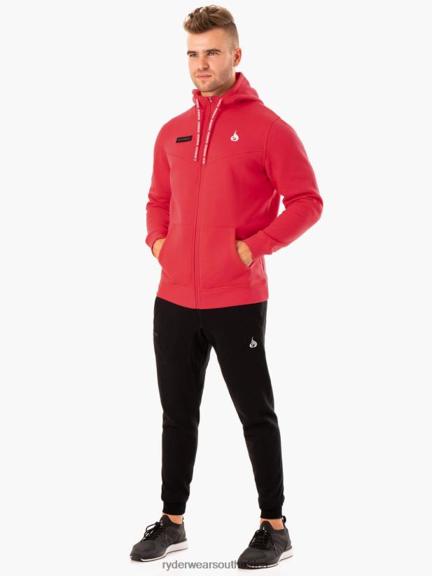 Men Ryderwear Recharge Zip Up Hoodie 2RT8VD1380 Red Clothing