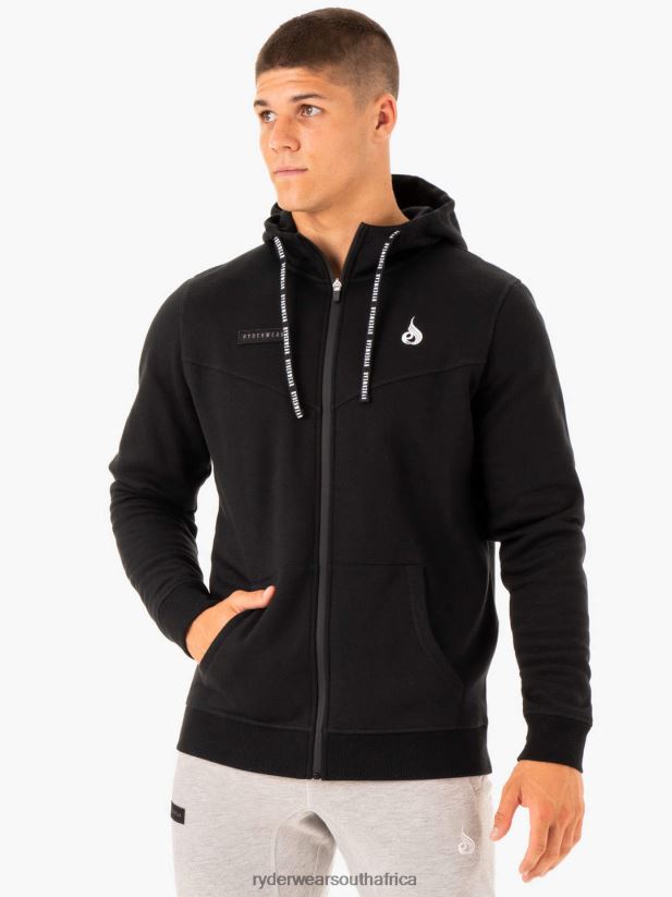 Men Ryderwear Recharge Zip Up Hoodie 2RT8VD1381 Black Clothing