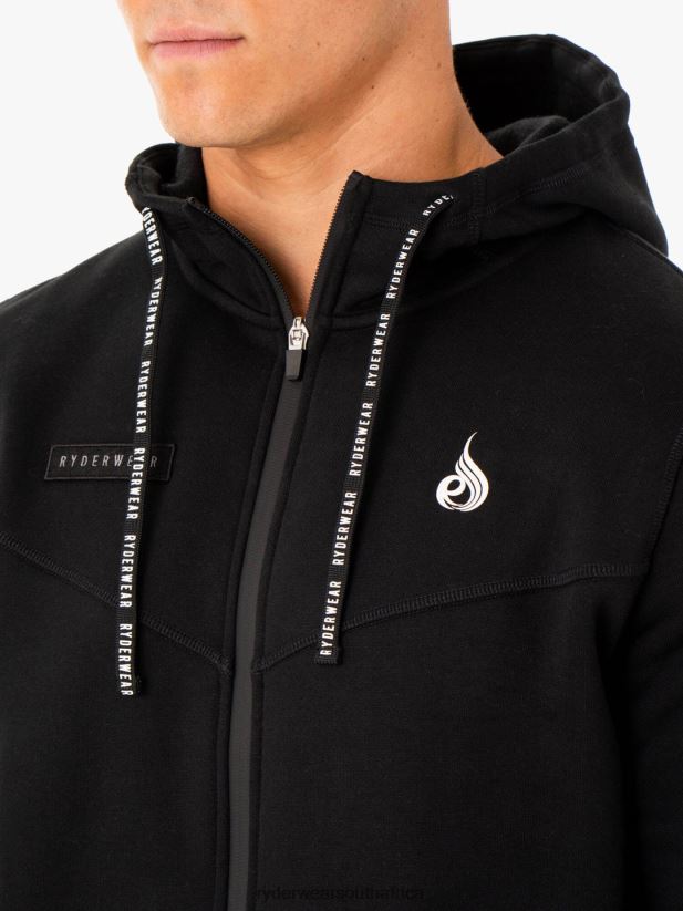 Men Ryderwear Recharge Zip Up Hoodie 2RT8VD1381 Black Clothing