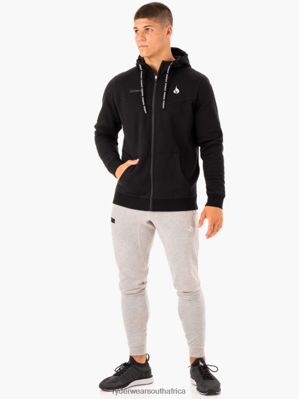 Men Ryderwear Recharge Zip Up Hoodie 2RT8VD1381 Black Clothing