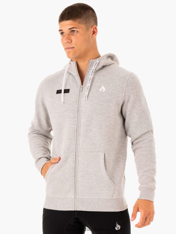 Men Ryderwear Recharge Zip Up Hoodie 2RT8VD1382 Grey Marl Clothing