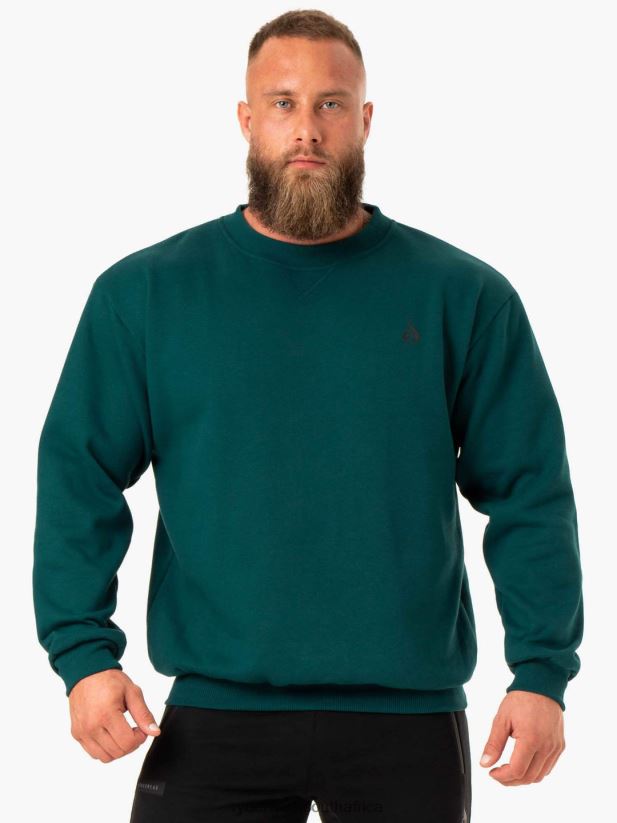 Men Ryderwear Reset Fleece Crew Neck 2RT8VD1401 Emerald Clothing