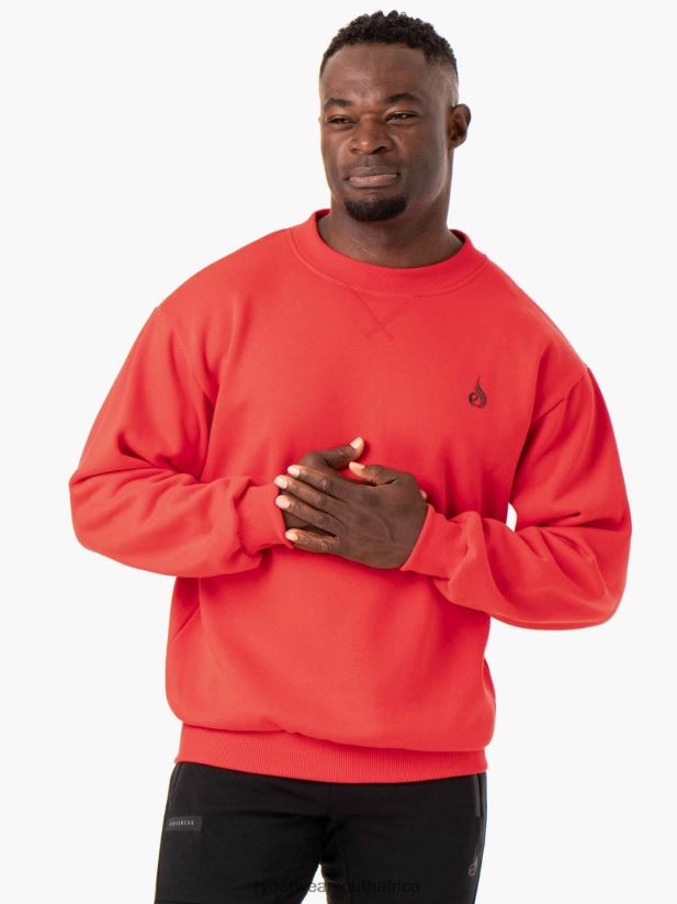 Men Ryderwear Reset Fleece Crew Neck 2RT8VD1402 Red Clothing