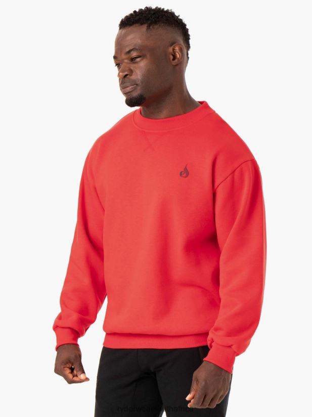 Men Ryderwear Reset Fleece Crew Neck 2RT8VD1402 Red Clothing