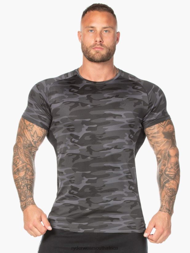 Men Ryderwear Camo Mesh T-Shirt 2RT8VD1205 Black Camo Clothing