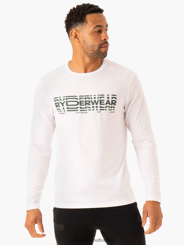 Men Ryderwear Graphic Long Sleeve T-Shirt 2RT8VD1251 White Clothing