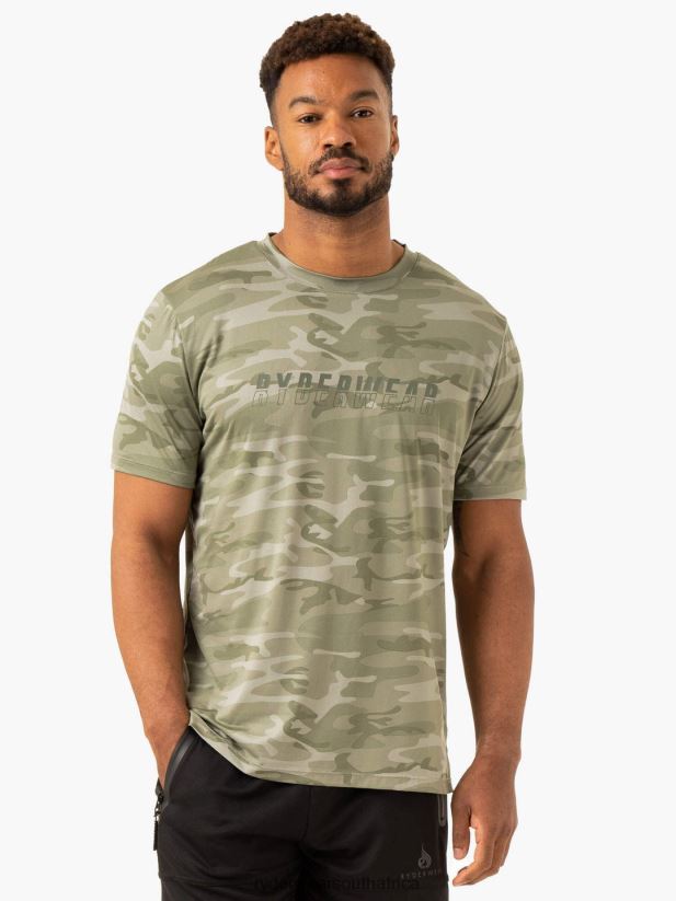 Men Ryderwear Overdrive T-Shirt 2RT8VD1255 Sage Green Camo Clothing