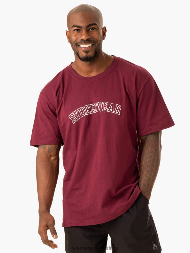 Men Ryderwear Oversized T-Shirt 2RT8VD1235 Maroon Clothing