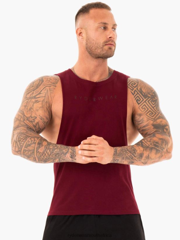 Men Ryderwear Active Cotton Baller Tank 2RT8VD1355 Burgundy Clothing