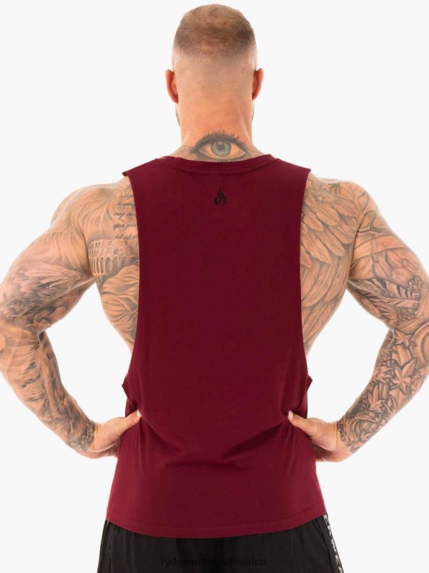 Men Ryderwear Active Cotton Baller Tank 2RT8VD1355 Burgundy Clothing