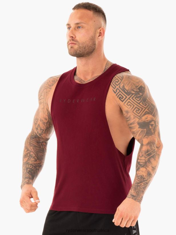 Men Ryderwear Active Cotton Baller Tank 2RT8VD1355 Burgundy Clothing