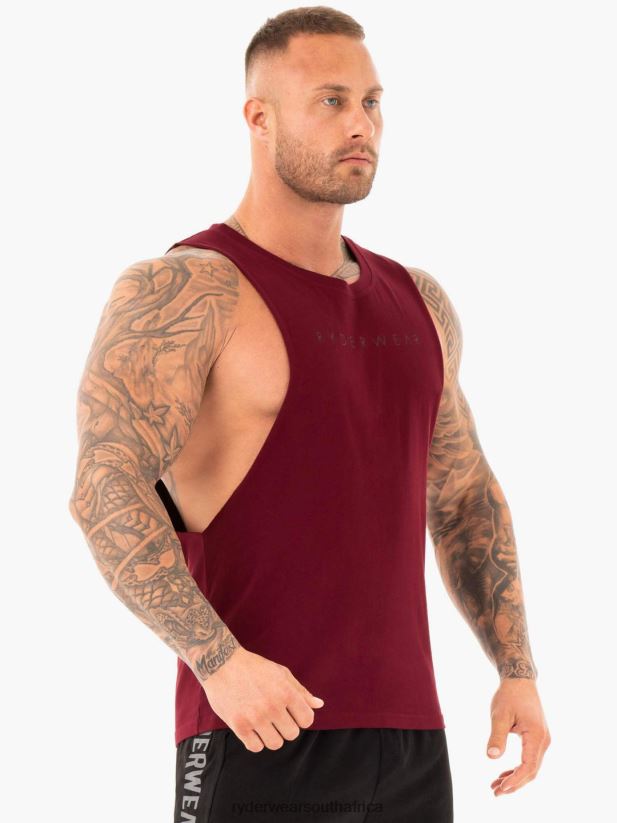 Men Ryderwear Active Cotton Baller Tank 2RT8VD1355 Burgundy Clothing