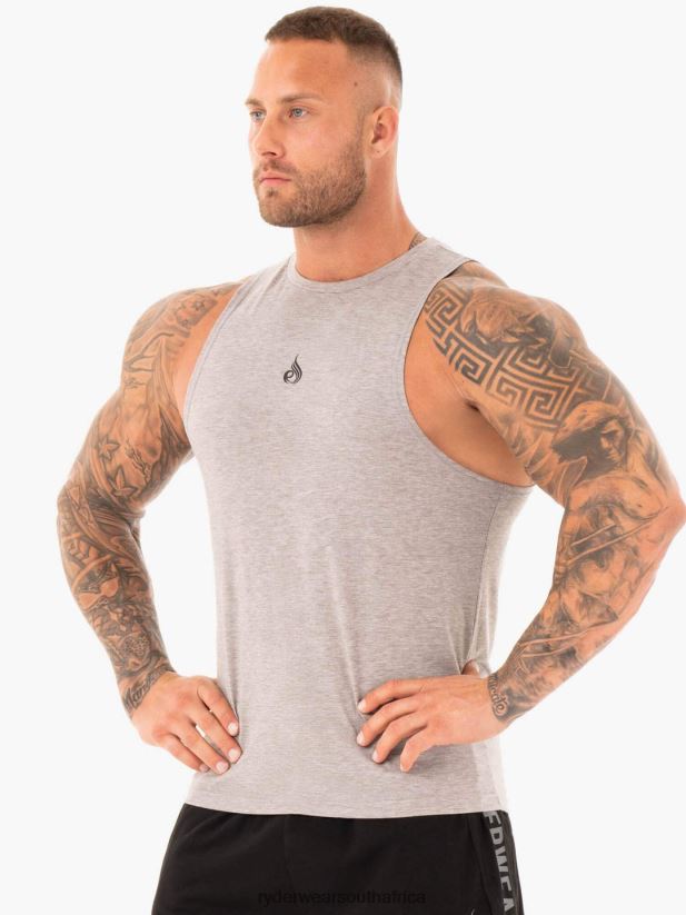 Men Ryderwear Athletic Cut Tank 2RT8VD1354 Grey Marl Clothing