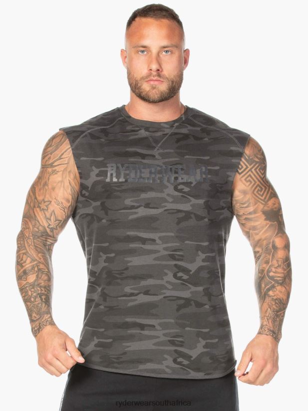 Men Ryderwear Camo Fleece Tank 2RT8VD1351 Black Camo Clothing