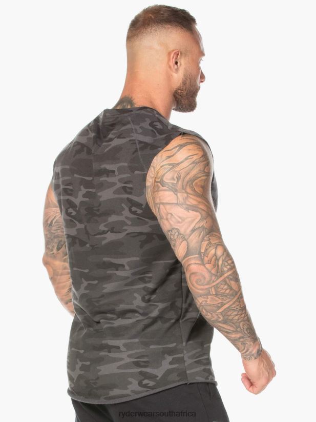 Men Ryderwear Camo Fleece Tank 2RT8VD1351 Black Camo Clothing