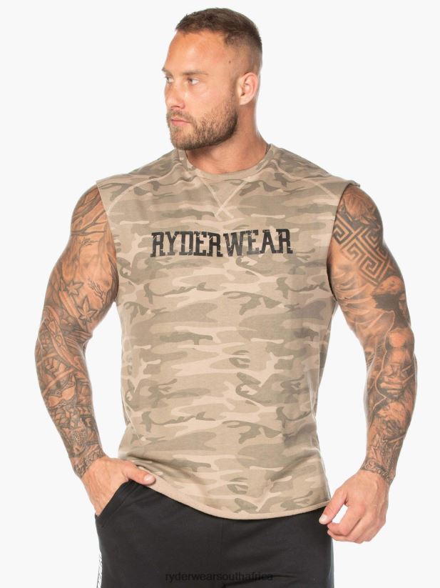 Men Ryderwear Camo Fleece Tank 2RT8VD1352 Tan Camo Clothing