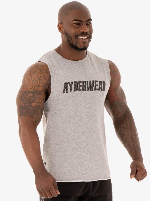 Men Ryderwear Flex Fleece Tank 2RT8VD1350 Grey Marl Clothing