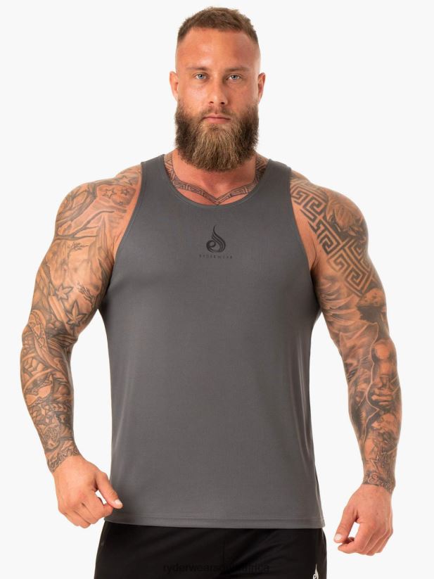 Men Ryderwear Heighten Mesh Regular Tank 2RT8VD1335 Charcoal Clothing