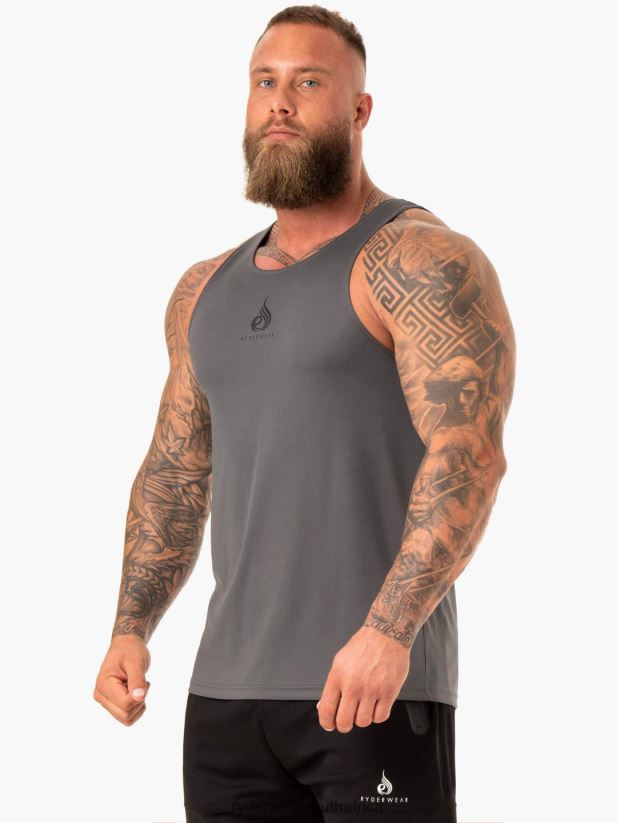 Men Ryderwear Heighten Mesh Regular Tank 2RT8VD1335 Charcoal Clothing