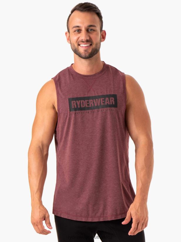 Men Ryderwear Iron Baller Tank 2RT8VD1347 Burgundy Marl Clothing