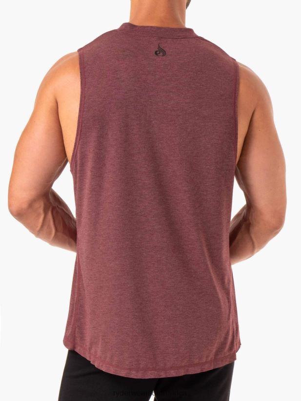 Men Ryderwear Iron Baller Tank 2RT8VD1347 Burgundy Marl Clothing