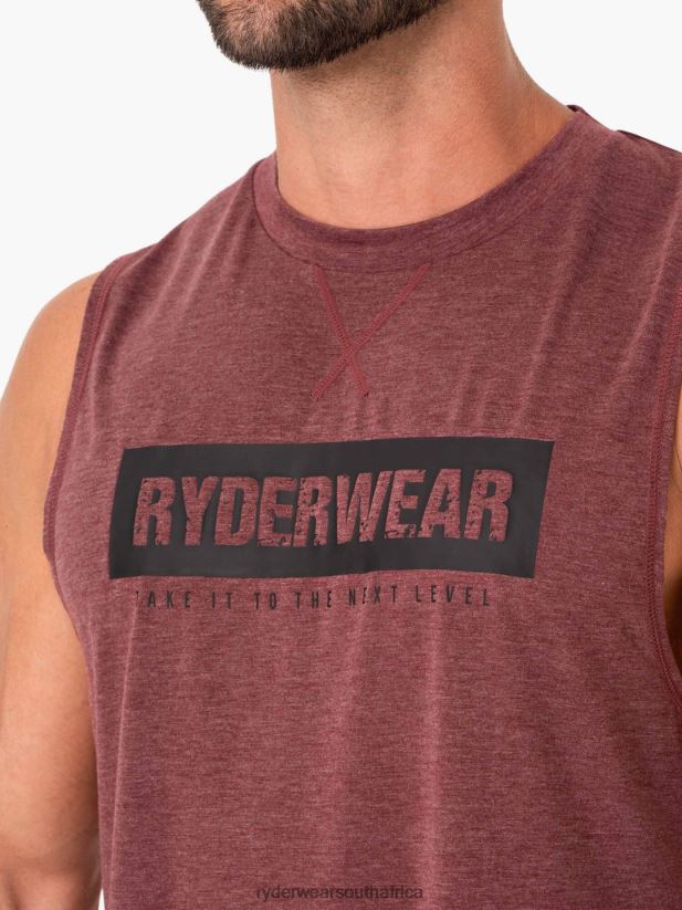 Men Ryderwear Iron Baller Tank 2RT8VD1347 Burgundy Marl Clothing