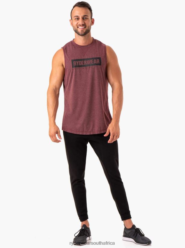 Men Ryderwear Iron Baller Tank 2RT8VD1347 Burgundy Marl Clothing