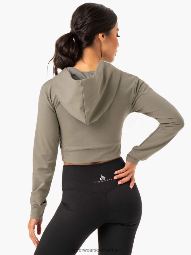 Women Ryderwear Hybrid Fitted Hoodie 2RT8VD993 Khaki Clothing