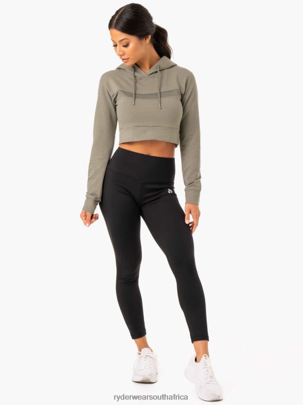 Women Ryderwear Hybrid Fitted Hoodie 2RT8VD993 Khaki Clothing