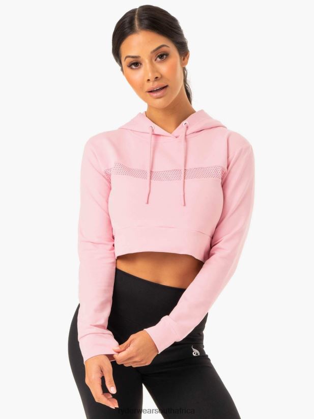 Women Ryderwear Hybrid Fitted Hoodie 2RT8VD994 Pink Clothing