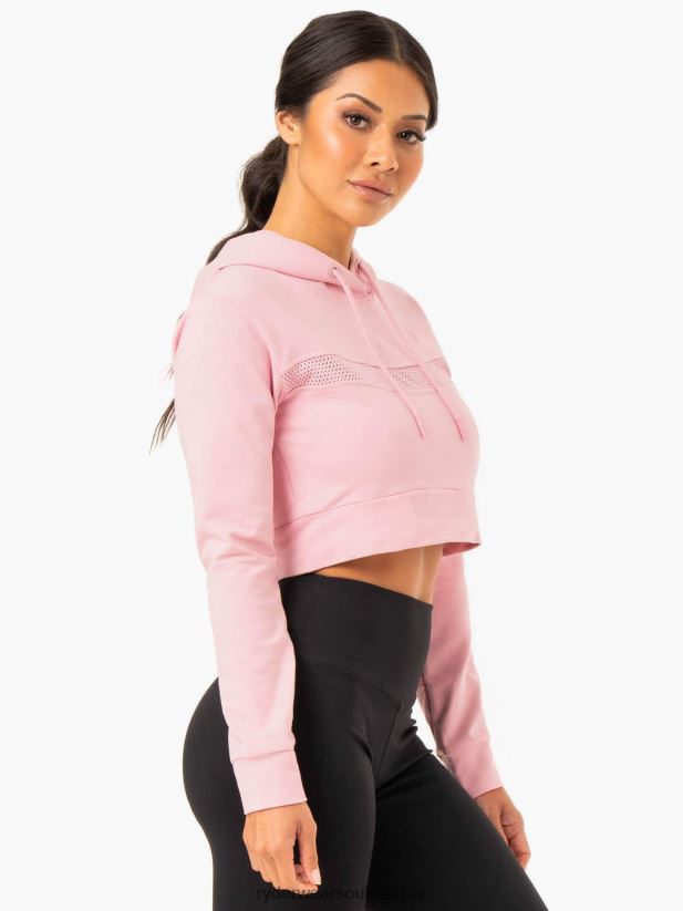 Women Ryderwear Hybrid Fitted Hoodie 2RT8VD994 Pink Clothing