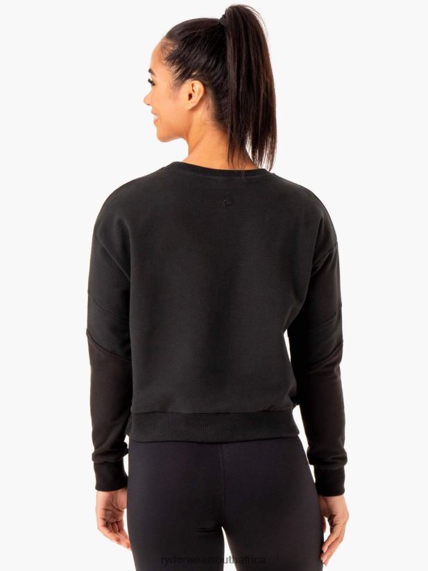 Women Ryderwear Hybrid Pullover Jumper 2RT8VD989 Black/Charcoal Clothing