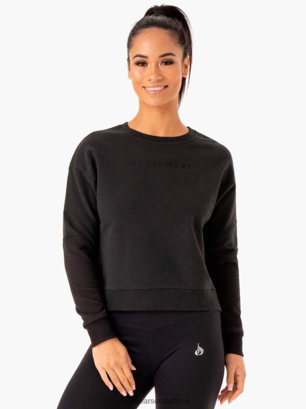 Women Ryderwear Hybrid Pullover Jumper 2RT8VD989 Black/Charcoal Clothing