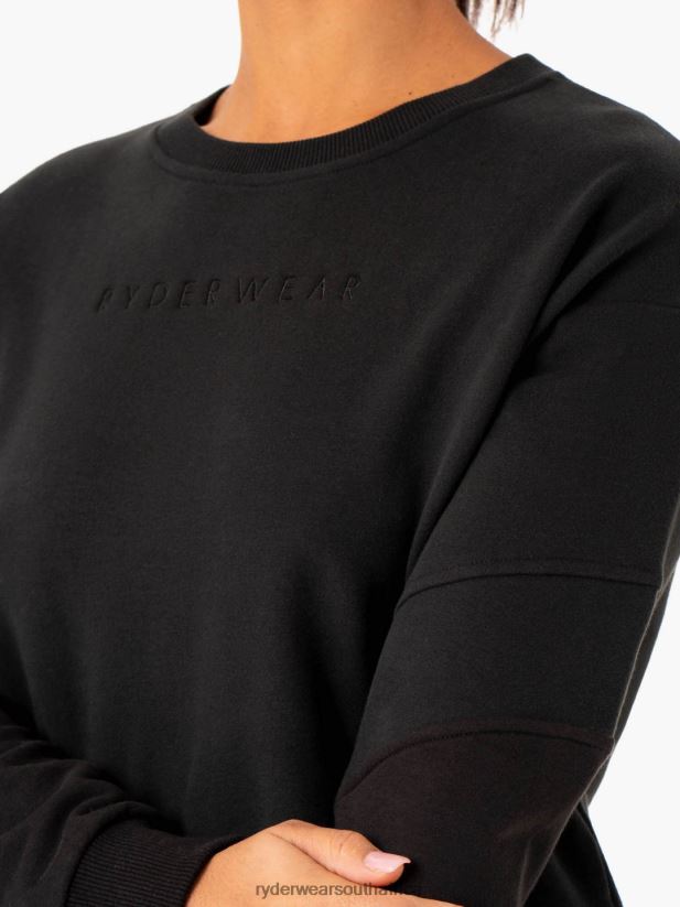 Women Ryderwear Hybrid Pullover Jumper 2RT8VD989 Black/Charcoal Clothing