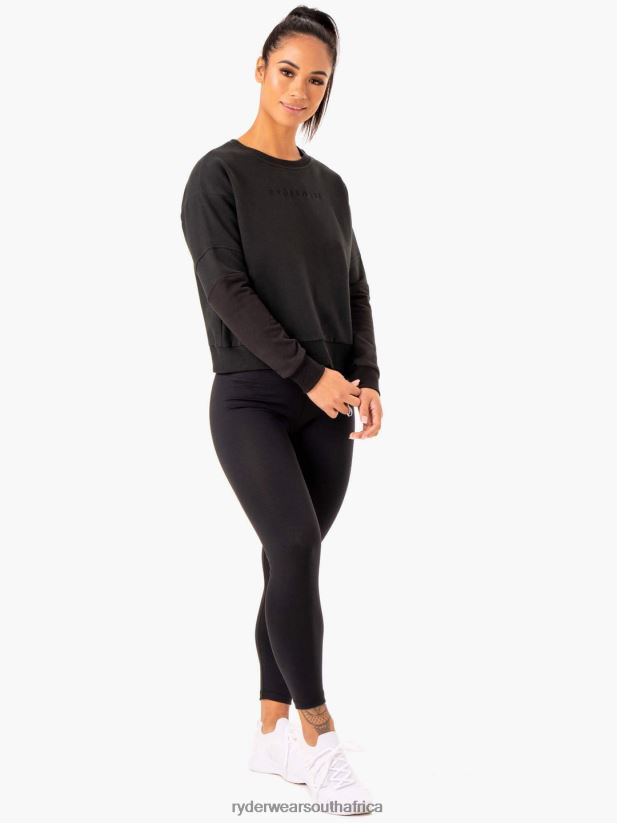 Women Ryderwear Hybrid Pullover Jumper 2RT8VD989 Black/Charcoal Clothing