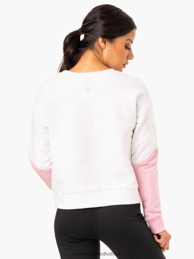 Women Ryderwear Hybrid Pullover Jumper 2RT8VD990 White/Pink Clothing