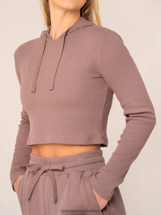 Women Ryderwear Wowaffle Lounge Hoodie 2RT8VD787 Taupe Clothing