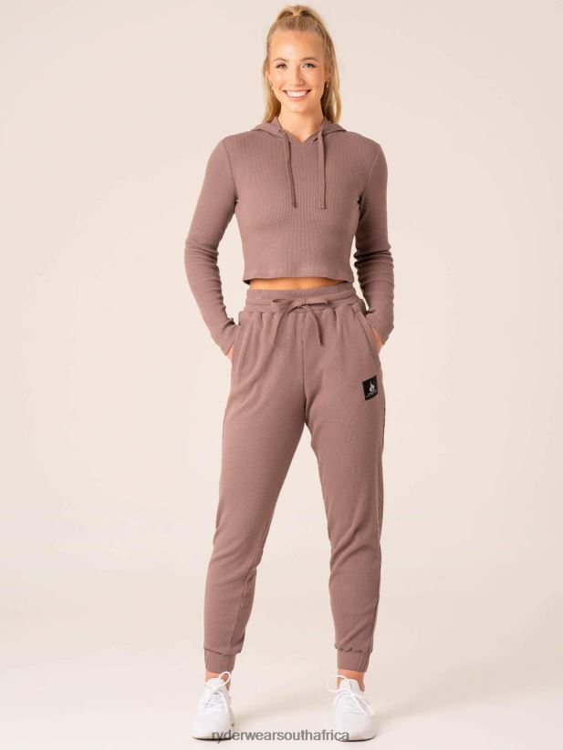 Women Ryderwear Wowaffle Lounge Hoodie 2RT8VD787 Taupe Clothing