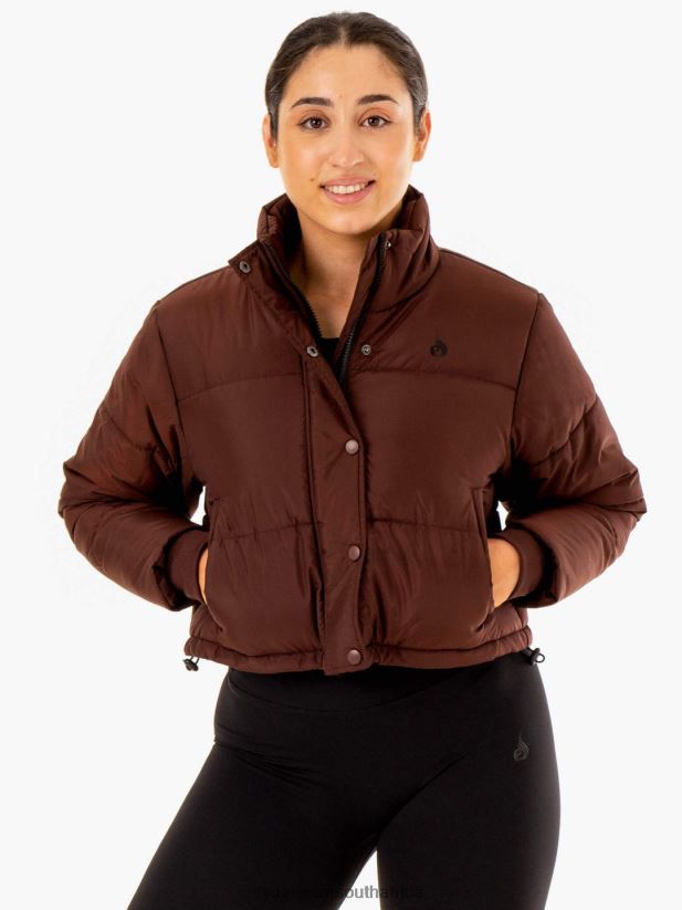 Women Ryderwear Apex Puffer Jacket 2RT8VD909 Chocolate Clothing