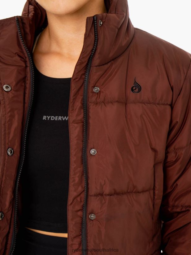 Women Ryderwear Apex Puffer Jacket 2RT8VD909 Chocolate Clothing