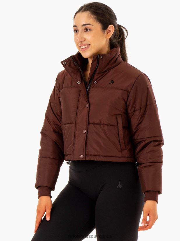 Women Ryderwear Apex Puffer Jacket 2RT8VD909 Chocolate Clothing