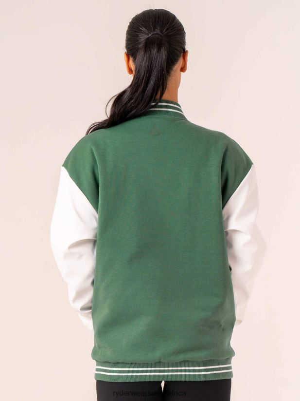 Women Ryderwear Varsity Bomber Jacket 2RT8VD759 Green/Vanilla Clothing